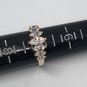 10KY Lindenwold CZ 7 Stone Marquise Band Size 7